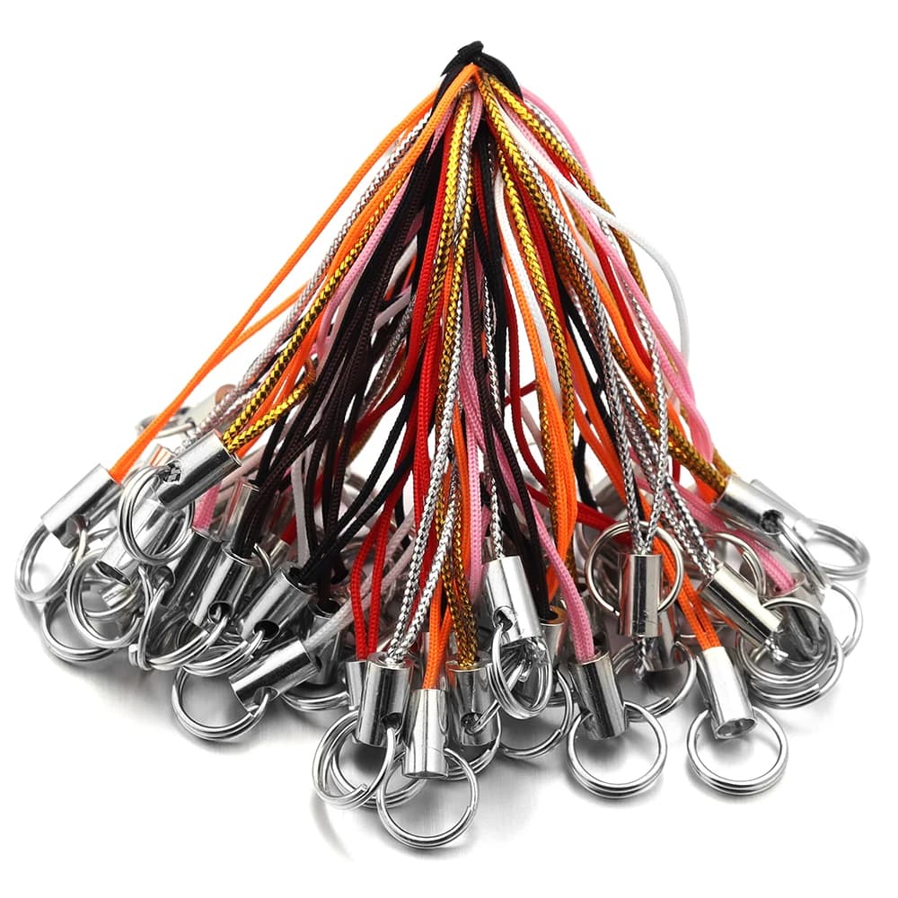 50 pcs/Lot Phone Corset Lariat Strap Cable With Sage Rings Anti-Lock For Keychain FAI DA TE Phone Chain Accessories