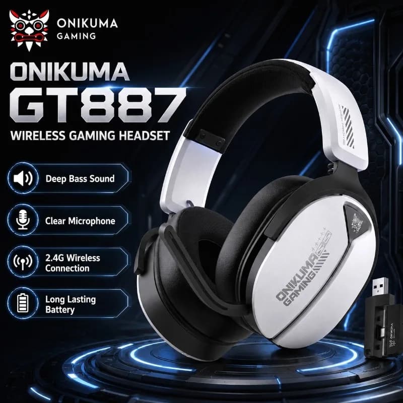 ONIKUMA GT887 Wireless Gaming Headset 4-Mode Bluetooth Headphones Ultra-Low Latency With Mic Wired For PS5 PC Switch Xbox Gamer