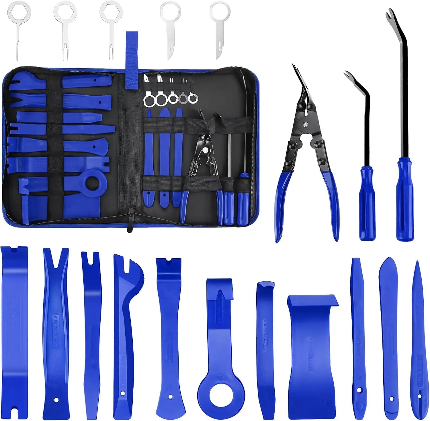 Strumento per la rimozione del rivestimento 19 pezzi Pinze per clip automatiche Set di rimozione terminali di fissaggio Kit di strumenti per leva in plastica per pannello auto, cruscotto, porta, Audi