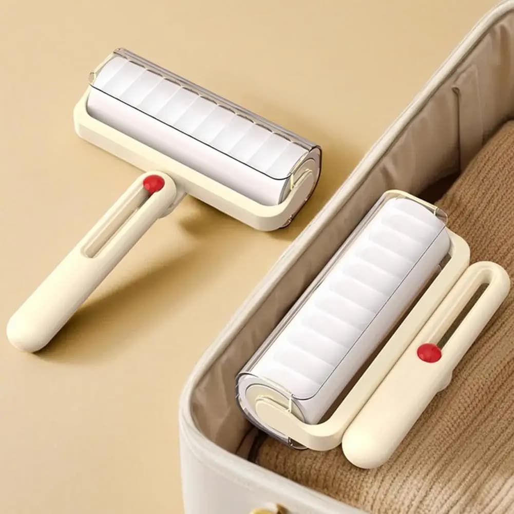 Rullo Adesivo Rimuovi Pelucchi Ergonomico Antiscivolo con Manico Pieghevole, Fogli Adesivi Staccabili, Riutilizzabile, per Rimozione Peli di Gatto