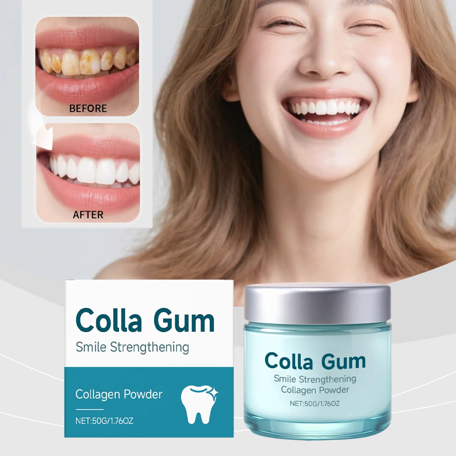 Collagen Brightening Tooth Powder For Brushing Teeth Dental Stain Removing Fresh Breath Deep Cleaning Powder Oral Care Products