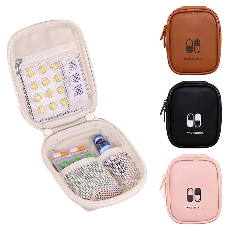 Borsa Portatile per Medicinali, Astuccio per Pillole, Borsa da Viaggio per Dispensare Medicinali, Mini Kit di Pronto Soccorso con Cerniera