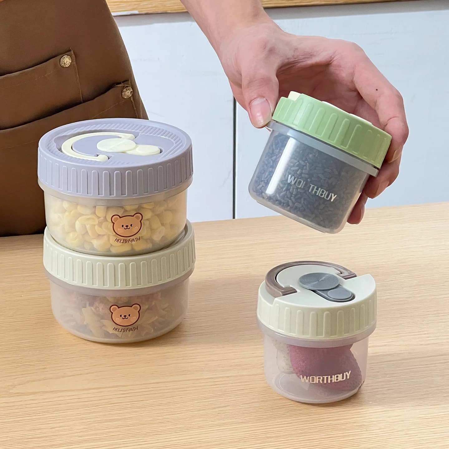 Contenitore per Alimenti da 100ml, Scatola Ermetica per Frutta Secca e Snack, Barattolo Sigillato Riutilizzabile per Frigorifero, Contenitore per Mantenere la Frutta Fresca