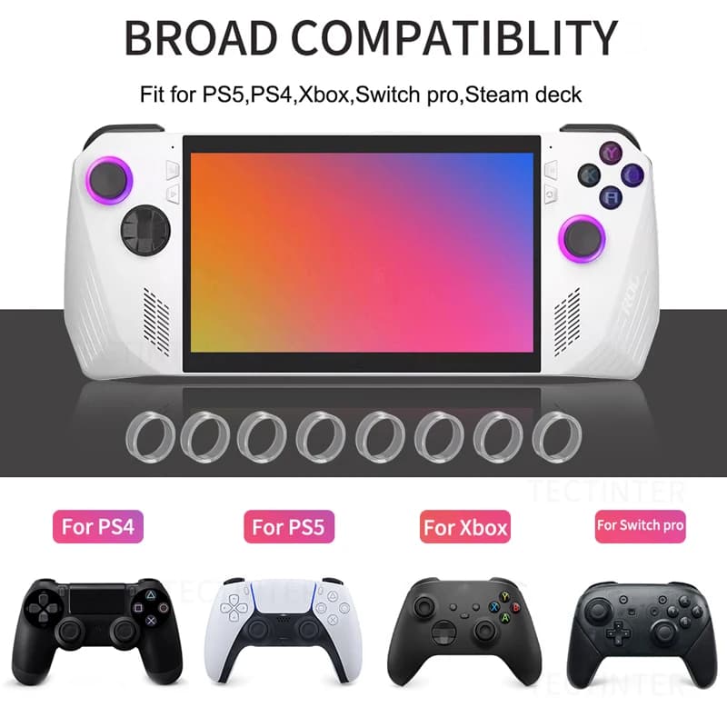 8pcs Anti Slip Joystick Rubber Ring for PS5 PS4 Xbox Pro Steam Deck Rog Ally Esports Training Grip Kit Set Case Holder