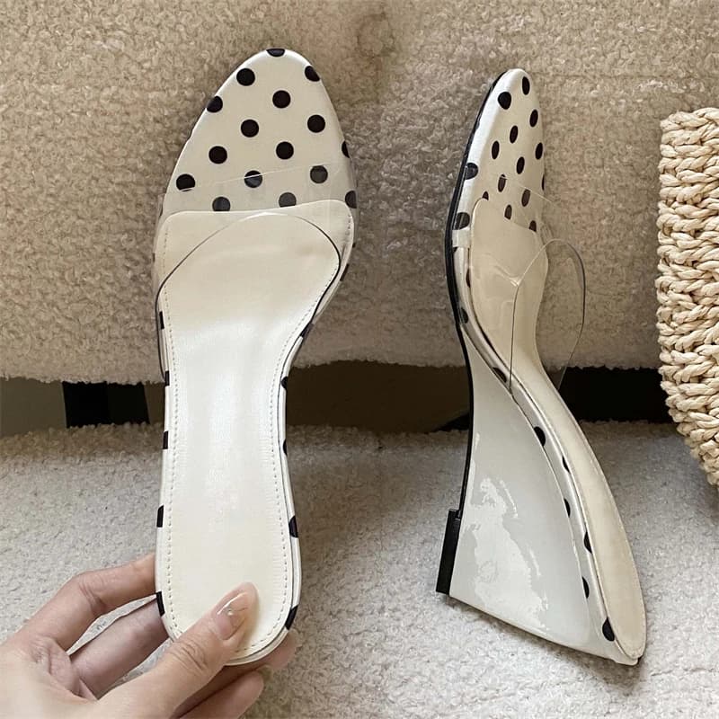 Eilyken PVC Transparent Polka Dot Women Slippers Summer Elegant Open Toe Wedges High Heels Wedding Banquet Shoes