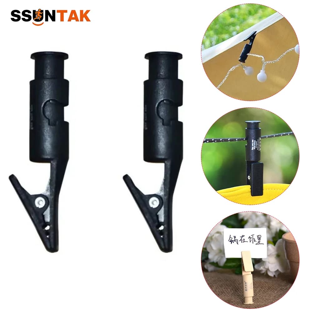 SSUNTAK Windproof Clothes Pegs Outdoor Tent Light Clip, Multifunctional Awning Cord Fastener for Camping String Light Hanging