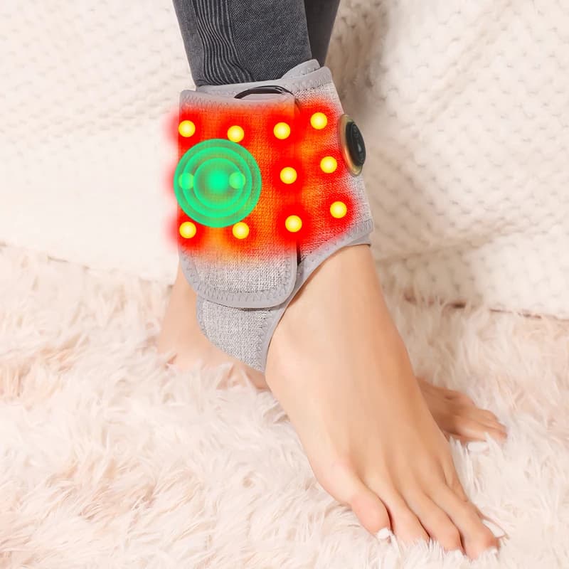 Supporto per Caviglia con Luce Rossa, Terapia a 3 Livelli di Calore e Vibrazione, Recupero da Distorsioni Sportive, Sollievo dal Dolore Articolare, Tutore per Piede