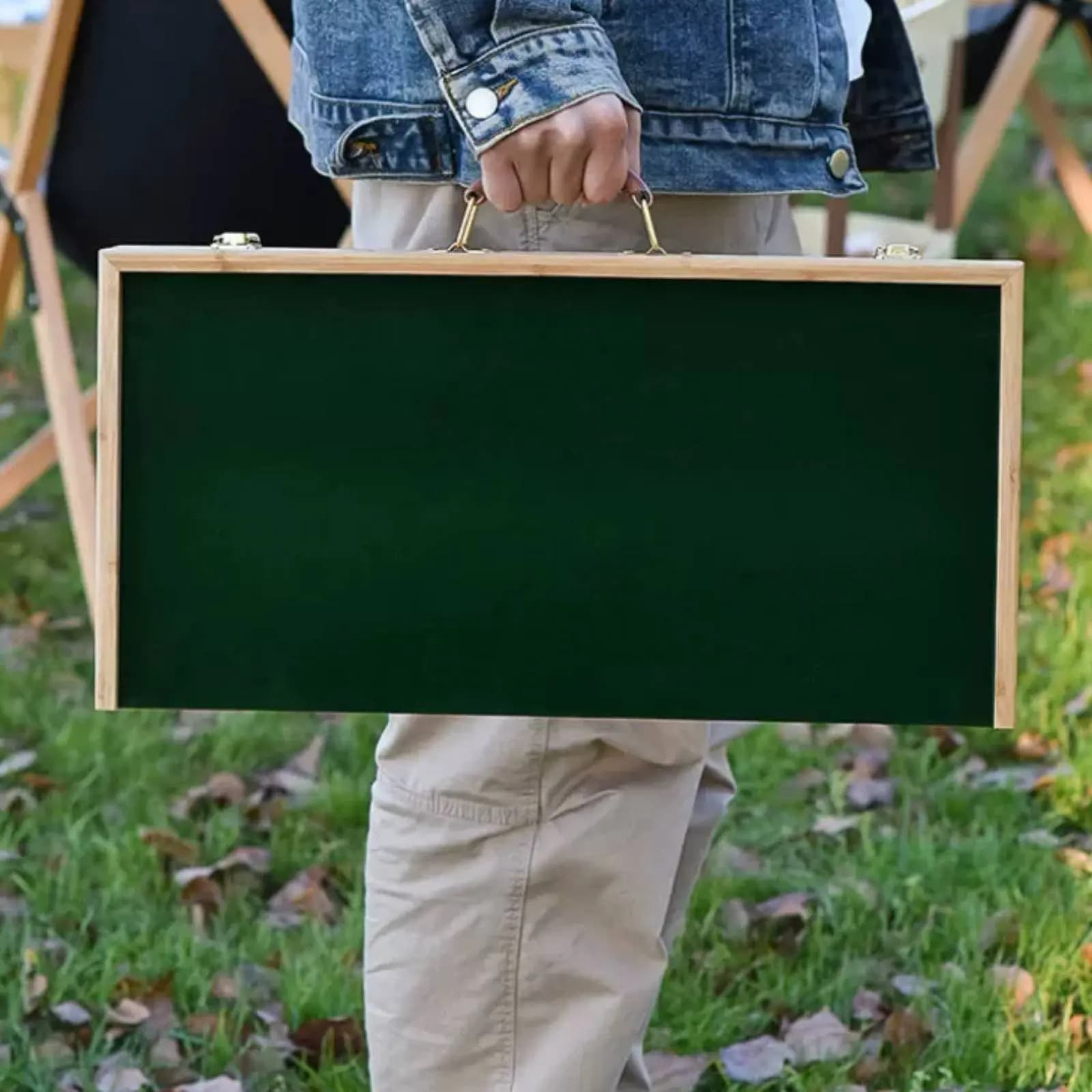Set da Mahjong Portatile Pieghevole, Gioco di Tessere Cinese Leggero con Caratteri Incisi per Dormitorio