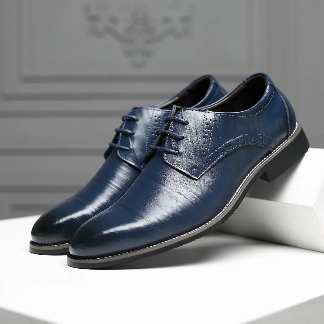 Scarpe oxford da uomo blu Scarpe in pelle britannica Scarpe da uomo comode e comode fatte a mano da uomo Scarpe da lavoro con lacci per uomo