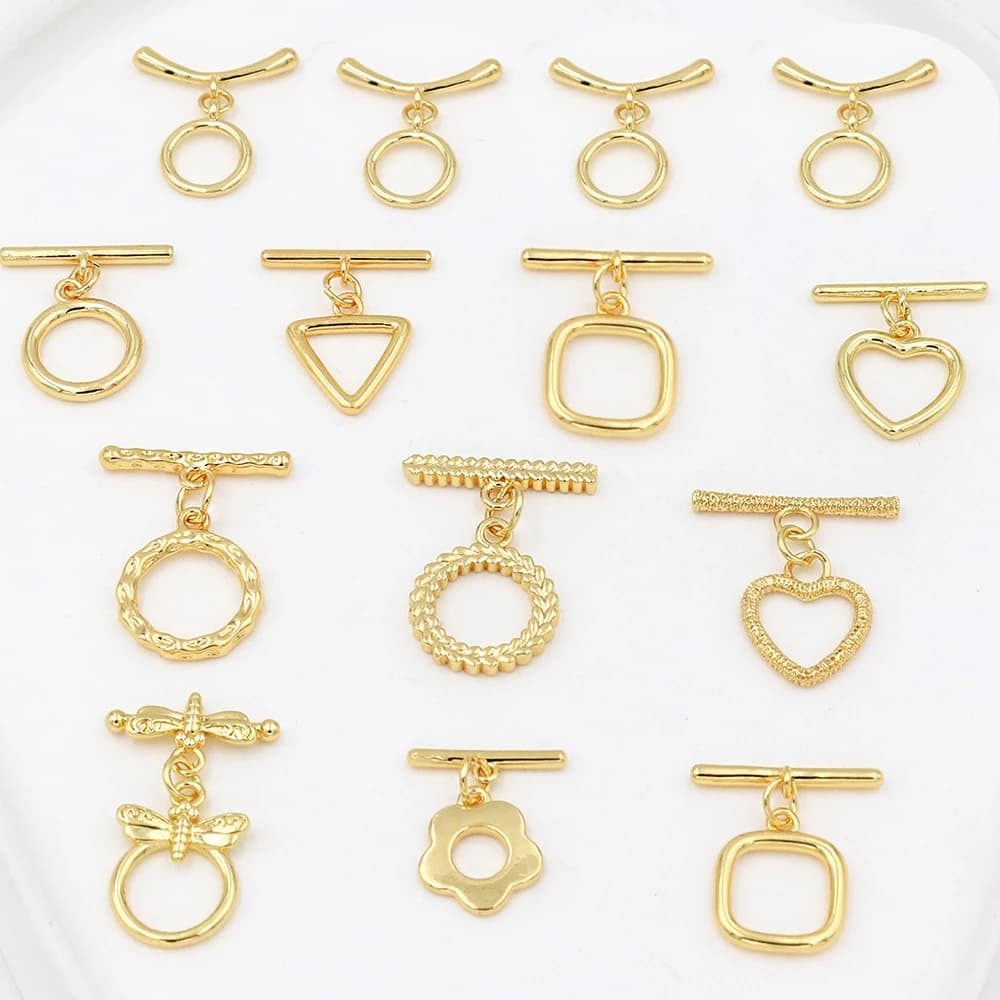 2 paia 18K Ottone Oro Toggle Catenacci Gancio Anello Chiusura OT End Connettori Per Collana FAI DA TE Braccialetti A Catena Risultati Creazione di Gioielli