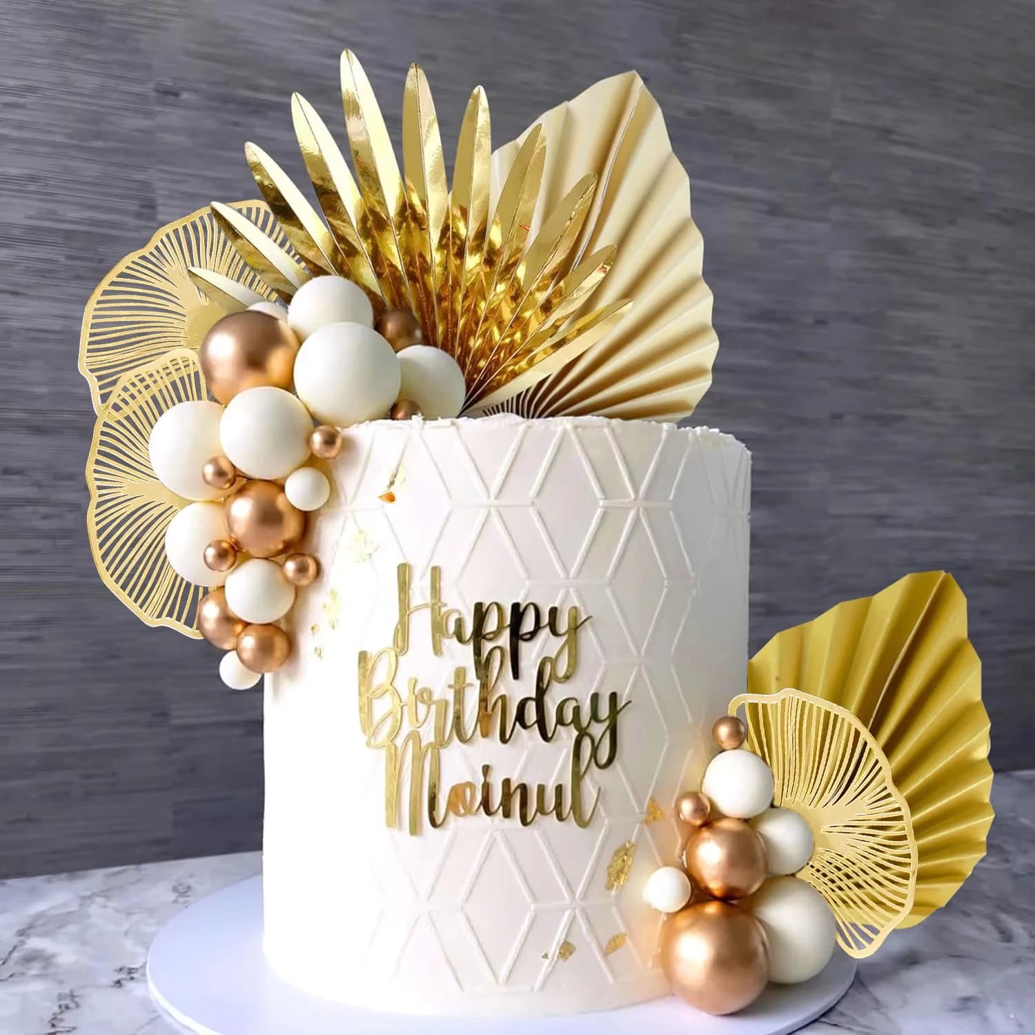 Set di decorazioni per torta con foglie di palma dorate e palloncini per feste di compleanno in stile boho