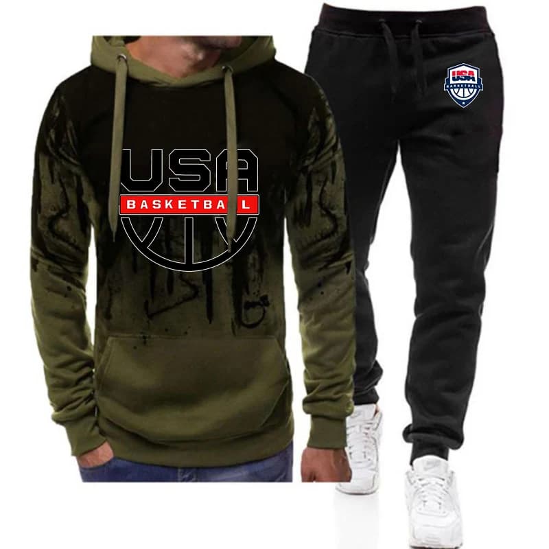 Complete Sportsman Spring-Autumn 2026: Hoodie and Pants of the National Basketball Team USA with Printed Logo