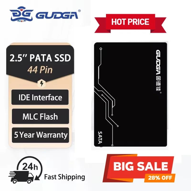 GUDGA 2.5 ''IDE PATA Interfaccia SSD 44pin 8G 16GB 32GB 64GB 128GB 256GB MLC Unità a stato solido per PC Laptop Desktop Disco rigido