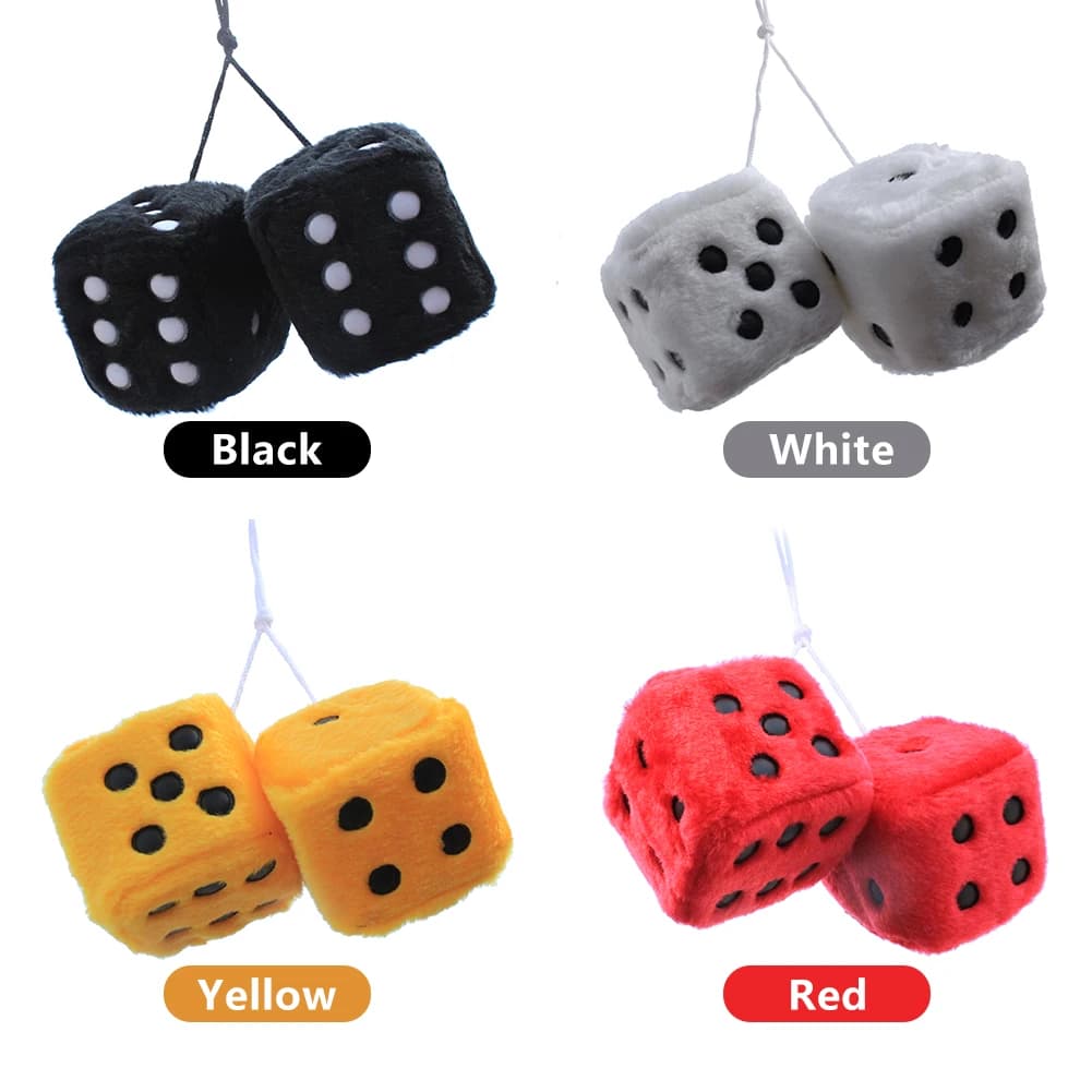 Auto specchietto retrovisore dadi gancio ciondolo Auto peluche dadi ornamenti ventosa dadi decorazione portachiavi per interni Auto