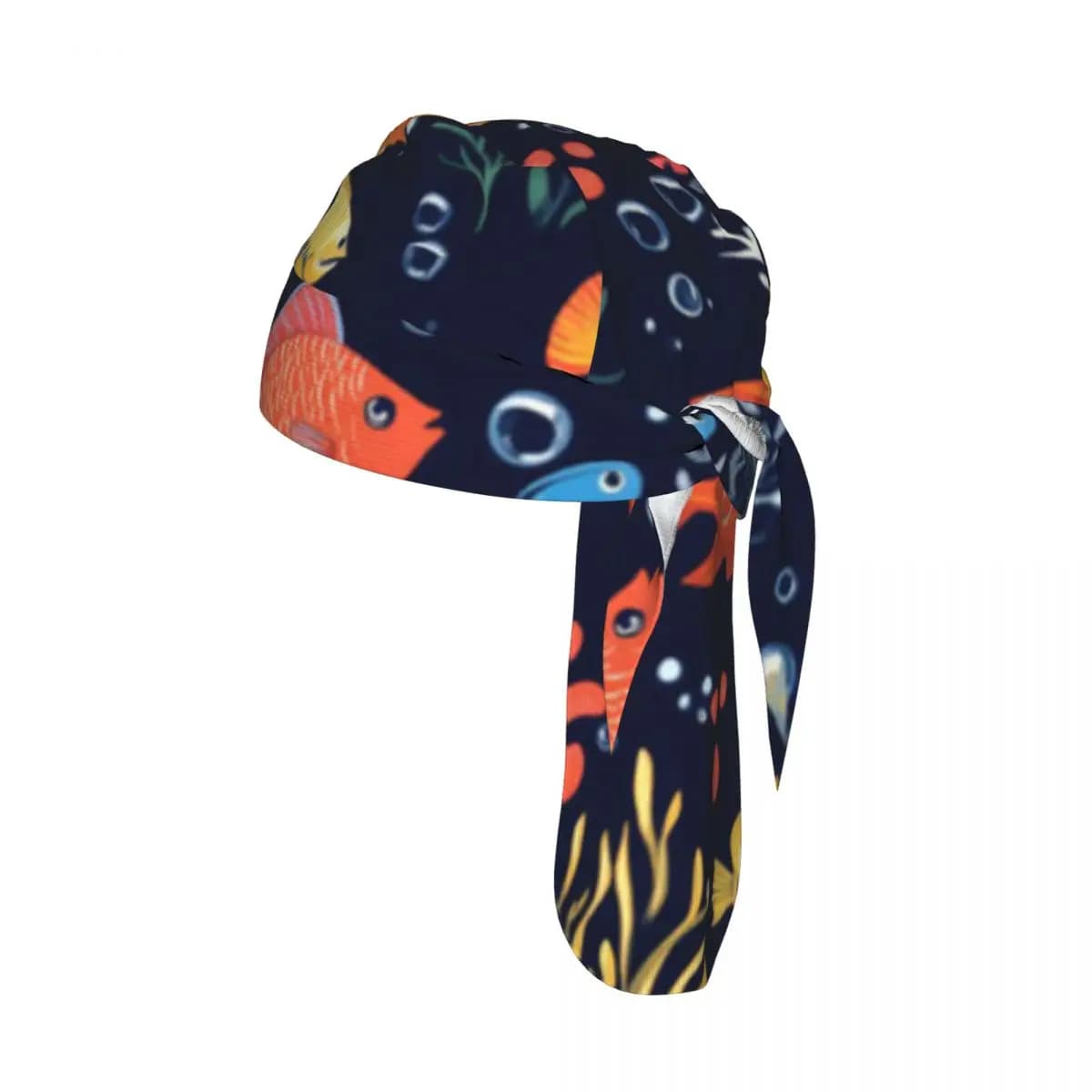 Bandana da ciclismo ad asciugatura rapida con stampa di pesci tropicali che nuotano tra i barriere coralline con bolle, ideale per corsa all'aperto, escursioni e ciclismo.
