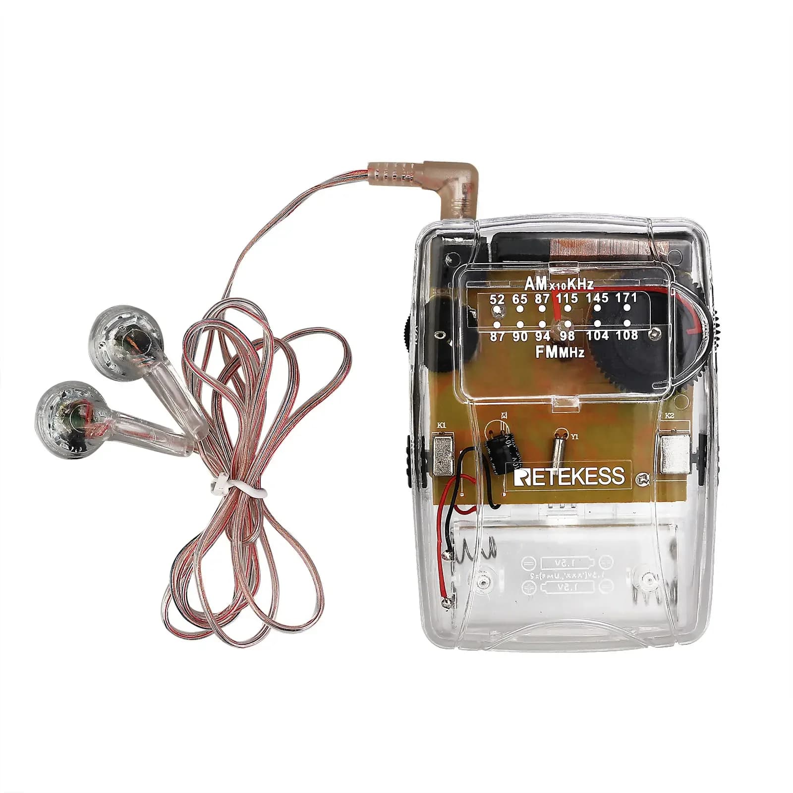 RETEKESS TR624 Cuffie con supporto per sintonizzazione radio portatile trasparente AM / FM, utilizzate per la guida del museale della conferenza della chiesa