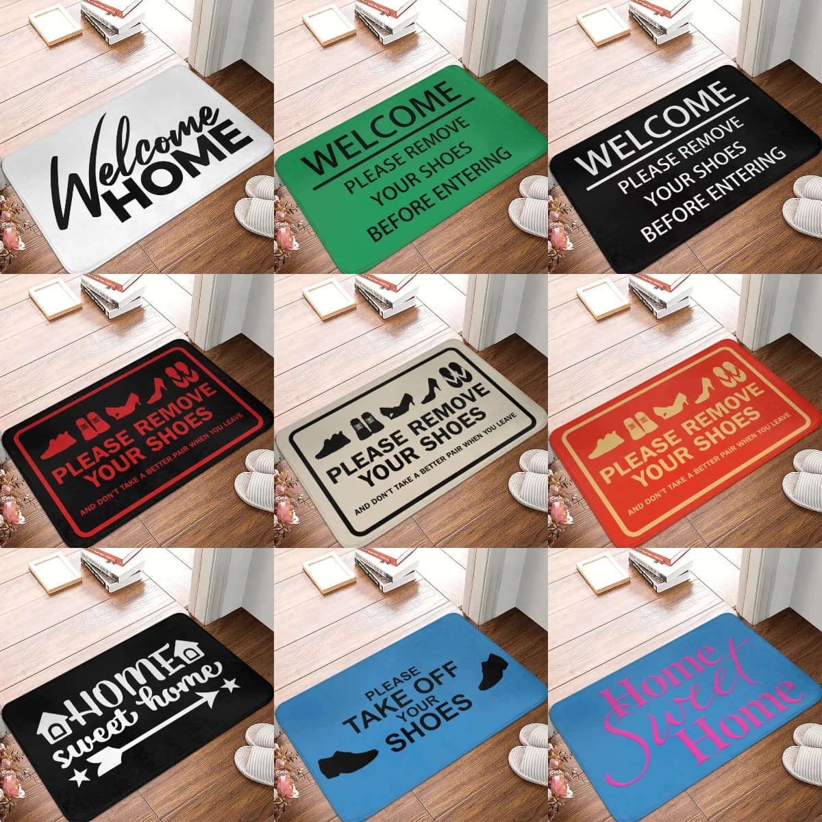 Benvenuto a casa, per rimuovere le tue scarpe, modello, tappetino per ingresso, bagno, assorbente, tappetino per porta, decorazione, zerbino antiscivolo