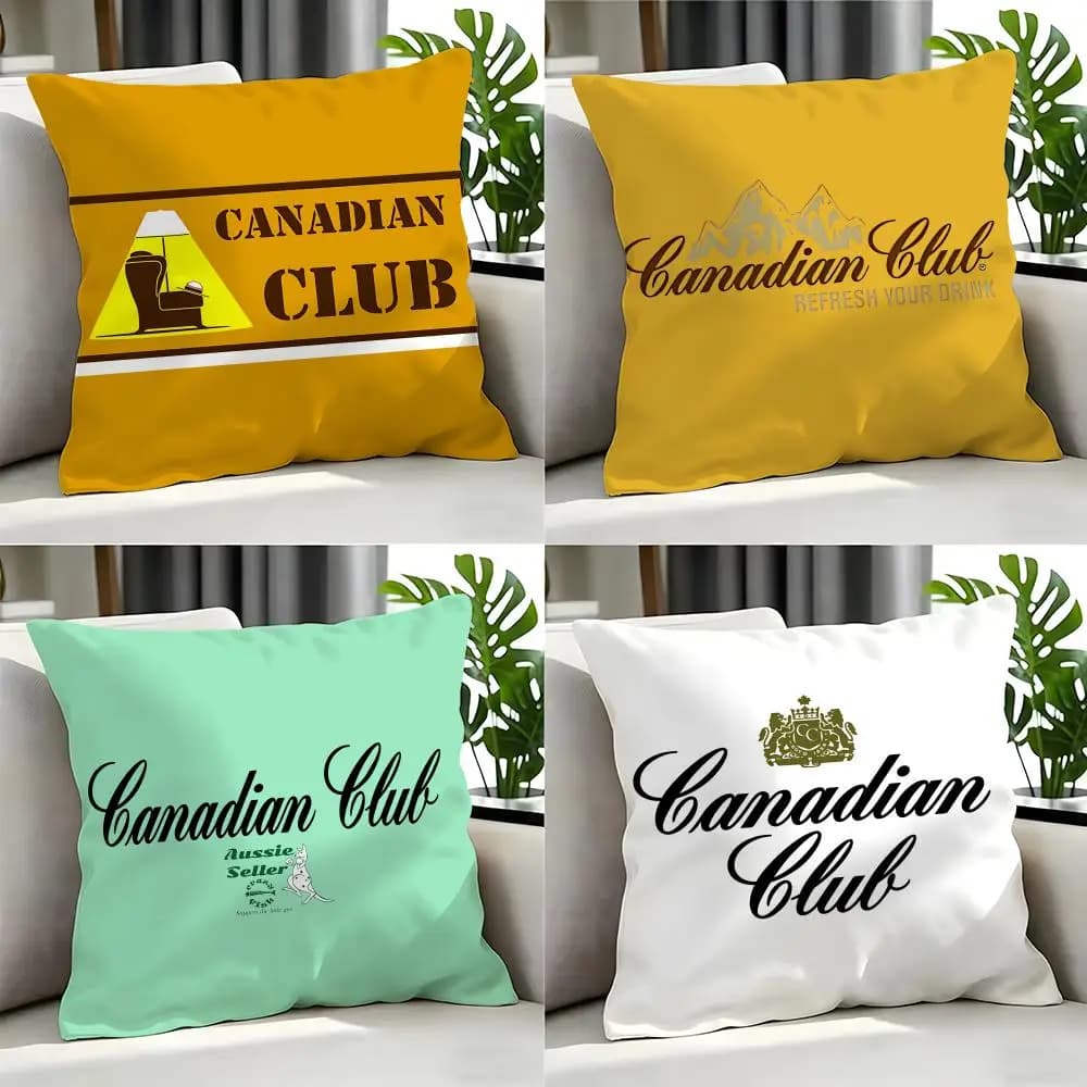 alcohol Canadian Club Cushion Cover Cushion Cover Set 4Pcs 50x50 45x45 40x40 Pillowcase Decorative Sofa Home Decor