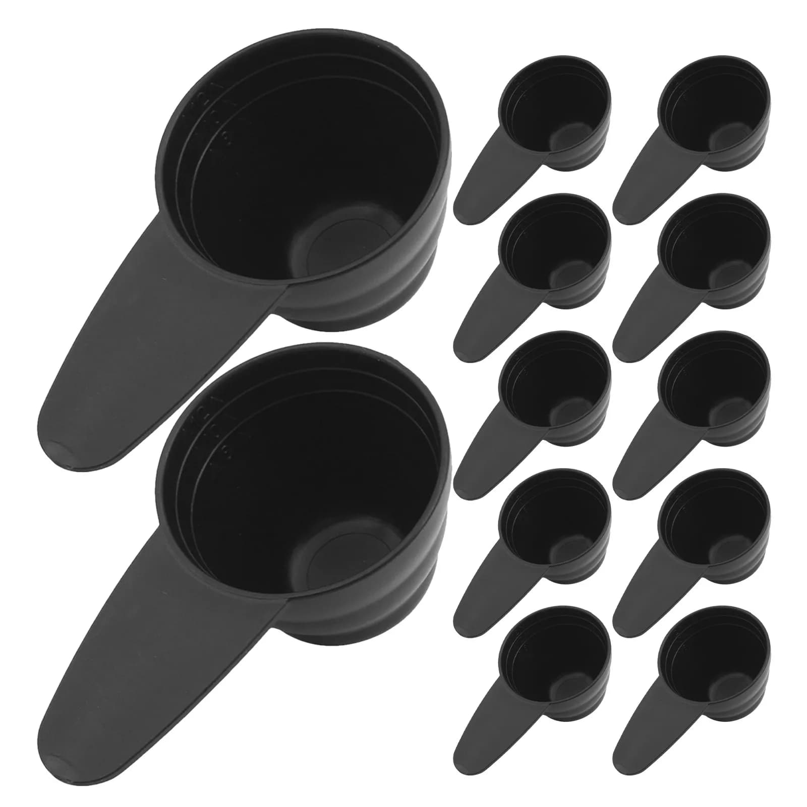 12Pcs Measuring Spoons Set Black Plastic Powder Scoop Spoon Short Handle Kitchen Container Scoops Coffee Protein Flour Sugar