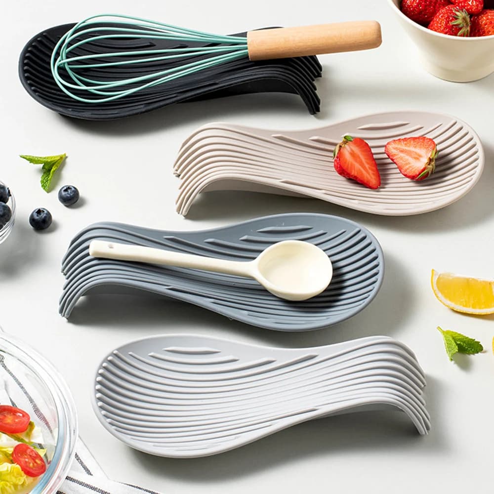 1/4 pz Silicone isolato cucchiaio supporto resistente al calore tovaglietta cucchiaio supporto posate scaffalature utensili da cucina tovaglietta