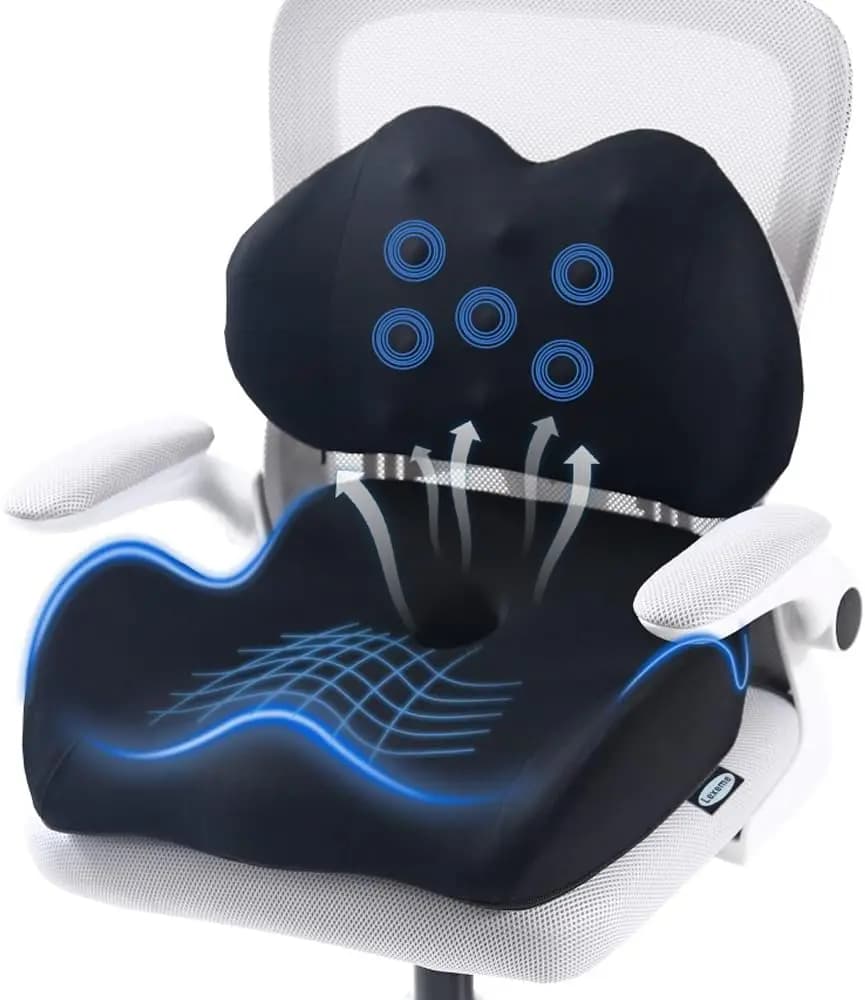 Cuscino Grande in Memory Foam per Seduta e Supporto Lombare per Sollievo da Sciatica e Pressione sul Coccige, per Sedia da Ufficio, Auto, Casa