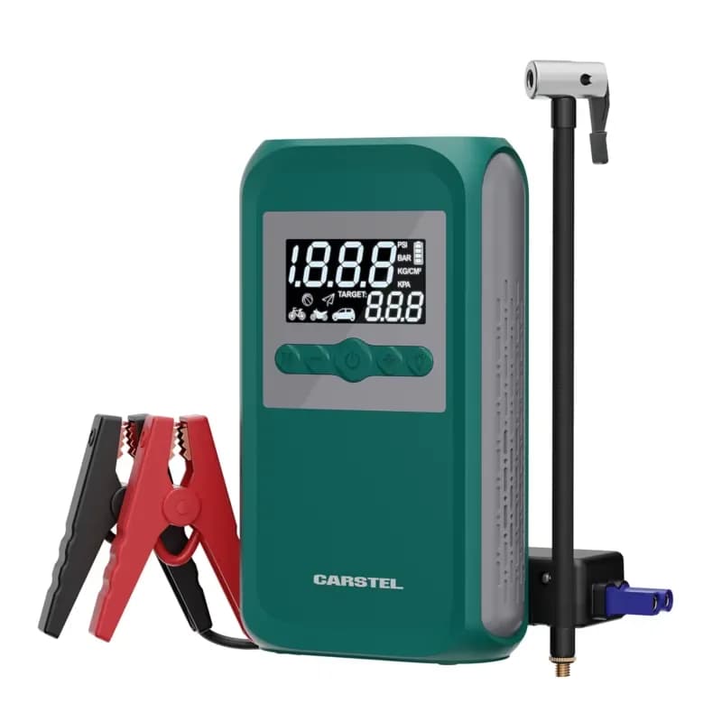 Avviatore di Emergenza Carstel 300A con Pompa d'Aria 120Psi, Torcia e Display LCD per Camion e Moto