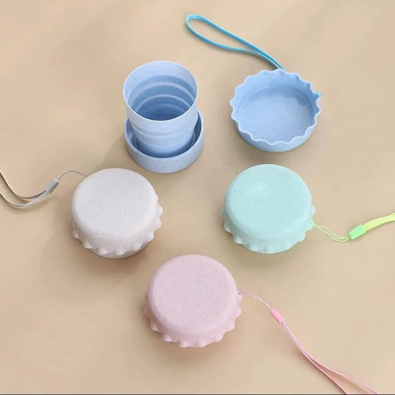 Tazza Telescopica da Viaggio in Fibra di Grano, Bicchiere Portatile, Tazza da Viaggio per Studenti, Tazza Pieghevole Creativa per Casa, Ecologica
