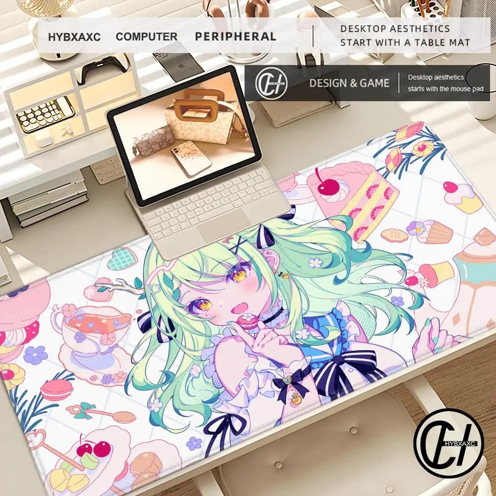 Simpatico tappetino per mouse per laptop, tappetino per tastiera Hololive Ceres Fauna, tappetino per mouse da scrivania Kawaii, accessori da gioco, tappetino per mouse anime