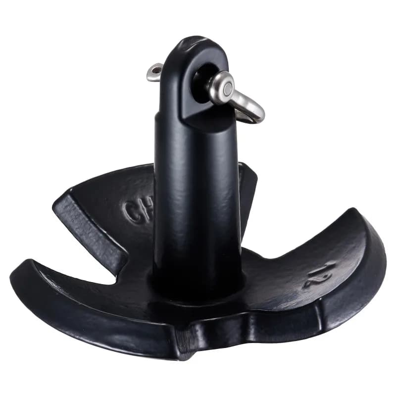 River Anchor 12 lbs Boat Anchor Cast Iron Black Vinyl-Coated with Shackle, Mushroom Anchor Fit for Boats Up To 10 ft