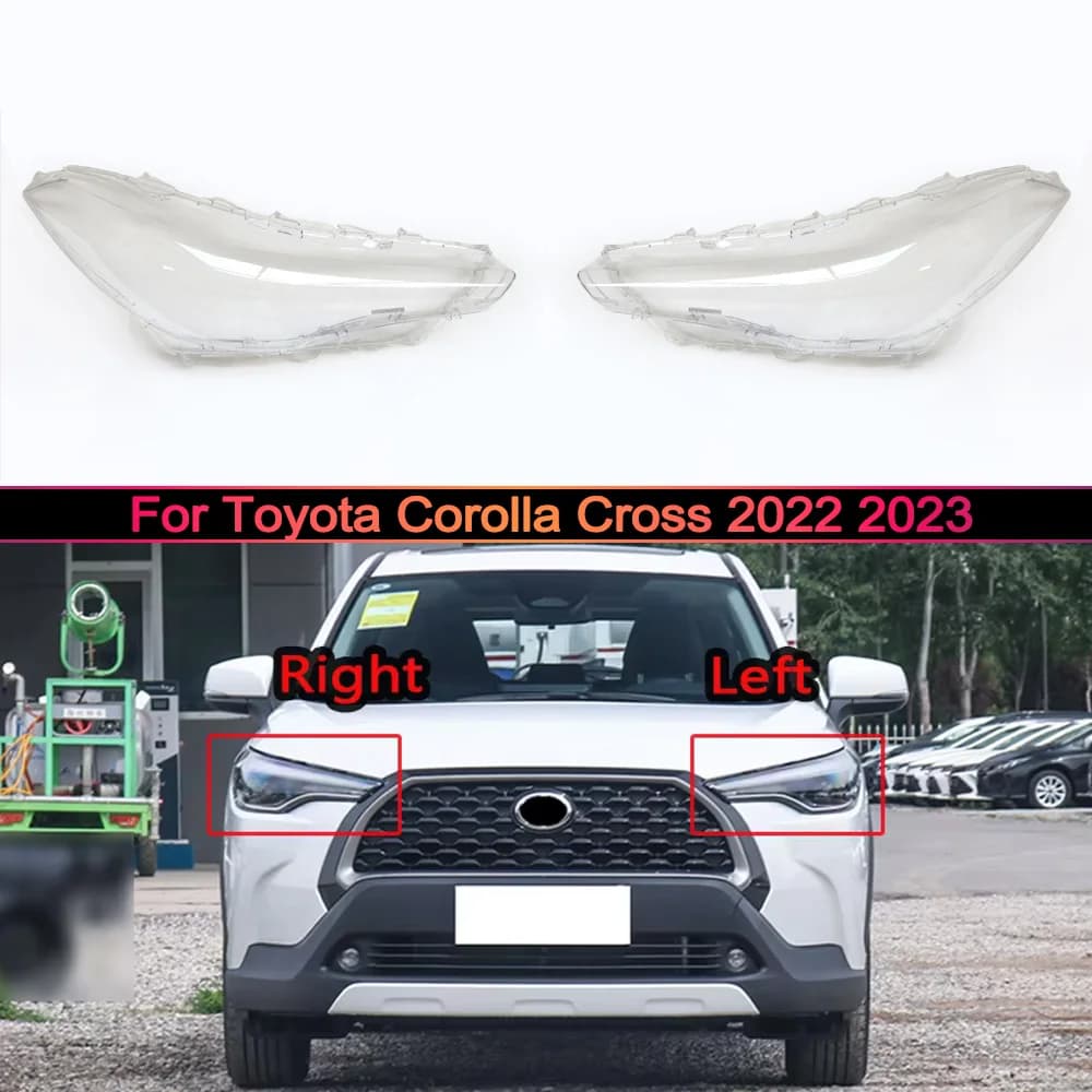 For Toyota 2022 2023 Corolla Cross Headlights Cover Transparent Lamp Shade Headlamp Shell Plexiglass Replace Original Lampshade