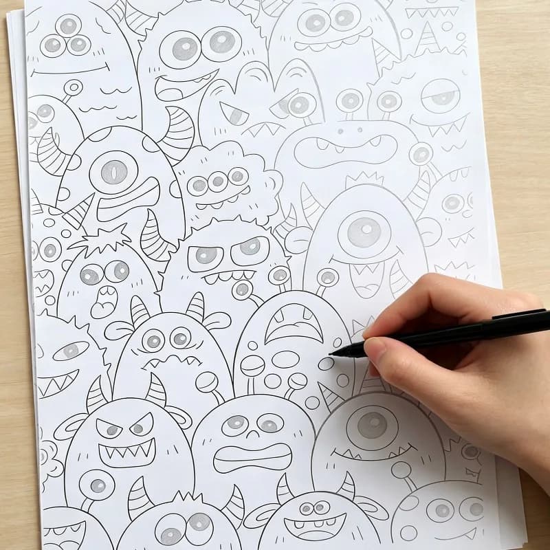 A Copy and Coloring Graffiti Art Book Include 55 Randomly Different Pattern and Sheets of Stress Relieving Sketch Drawing Paper