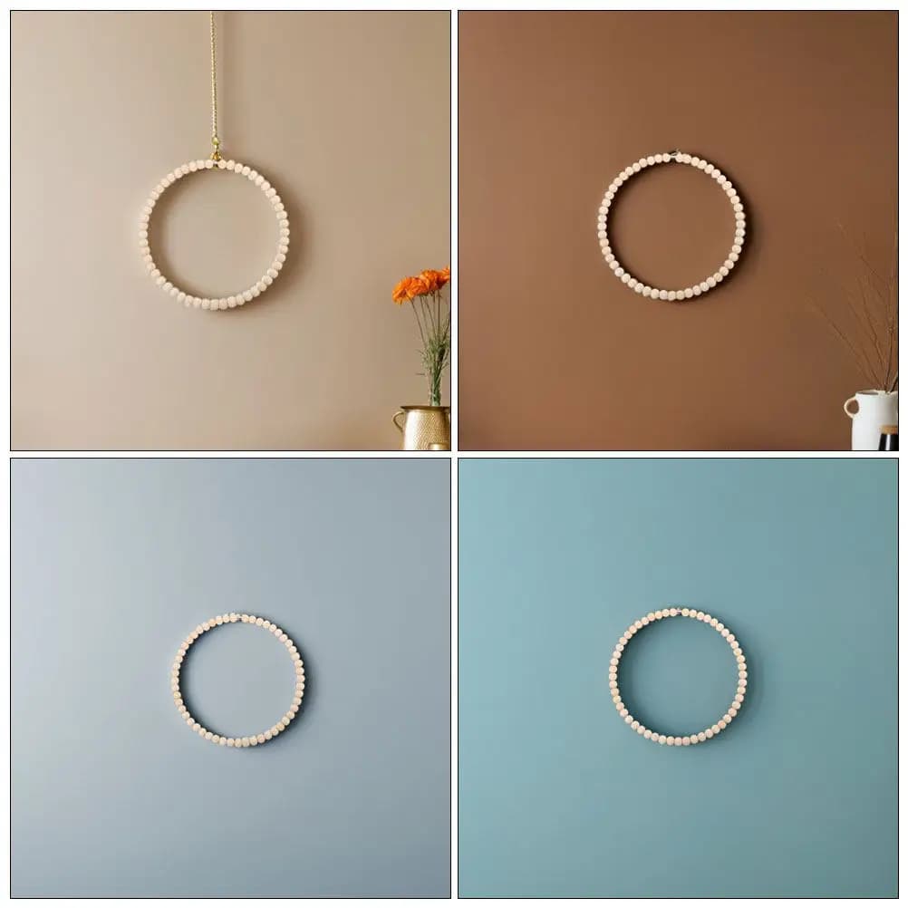 Natural Wood Bead Circle Wreath Boho Rustic Dreamcatcher Decoration Stainless Steel Hoop Farmhouse Wall Door Decor