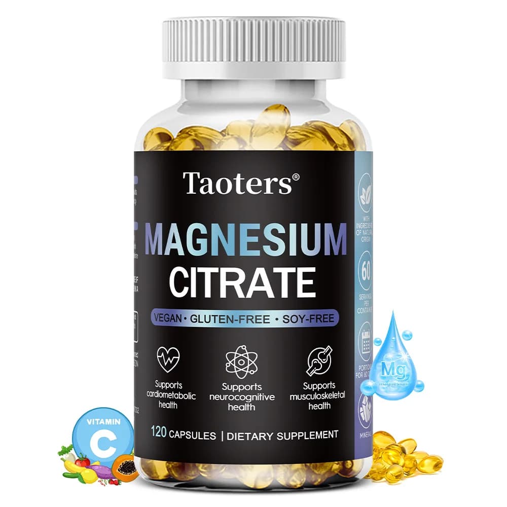 Capsule di Citrato di Magnesio - Supporto per Muscoli, Nervi ed Energia, Migliora la Salute Cardiaca - Non OGM, Vegano, Senza Glutine