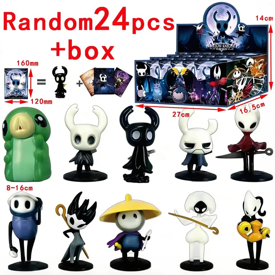 2-24 Pezzi Casuali - Blind Box Stile Hollow Knight con Personaggi Anime, Statuette Carine da Collezione, Giocattolo Regalo di Compleanno per Bambini e Adulti