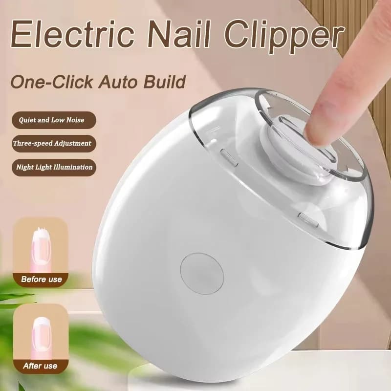 Tagliaunghie Elettrico 2in1 con Luce LED, Lima Automatica Anti-Pizzicamento per Bambini, Mini Strumento per Manicure e Cura delle Unghie