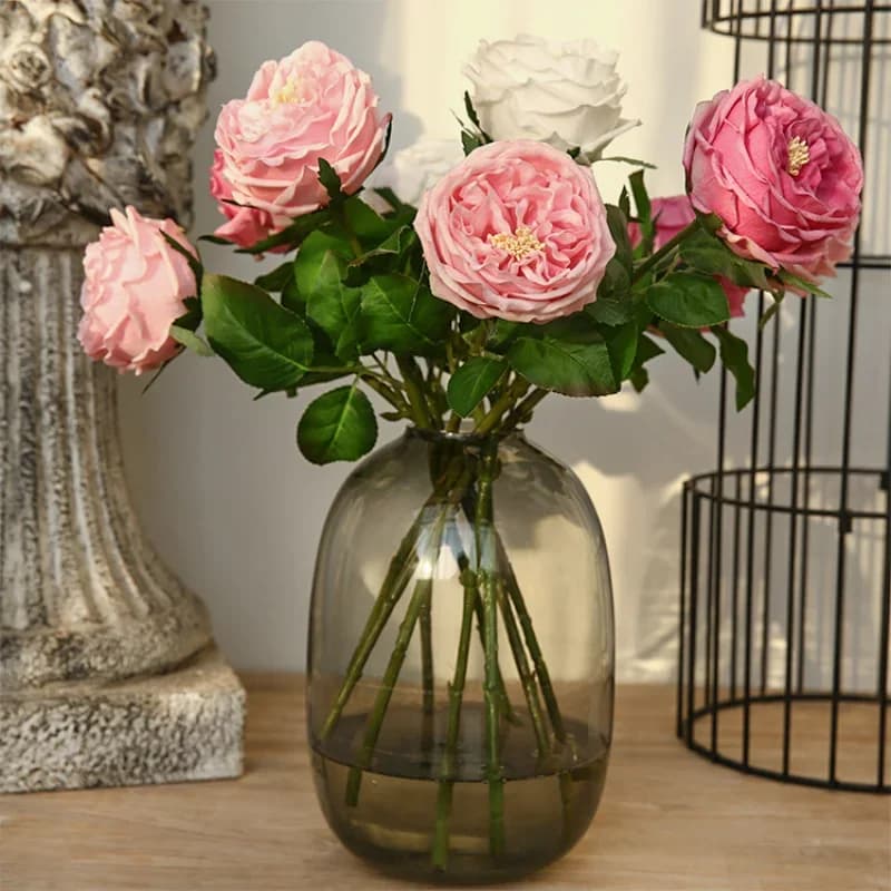 45 cm fiore artificiale Austin rosa idratante interni decorazione della casa soggiorno camera da letto ornamento floreale di nozze