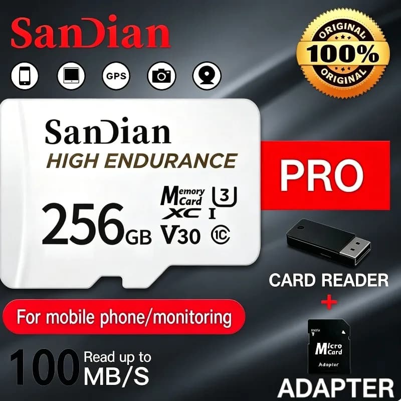 SANDIAN Professional Memory card for dash cam or home monitoring 128GB High Speed Endurance micro Tf SD Card V30 U3 C10