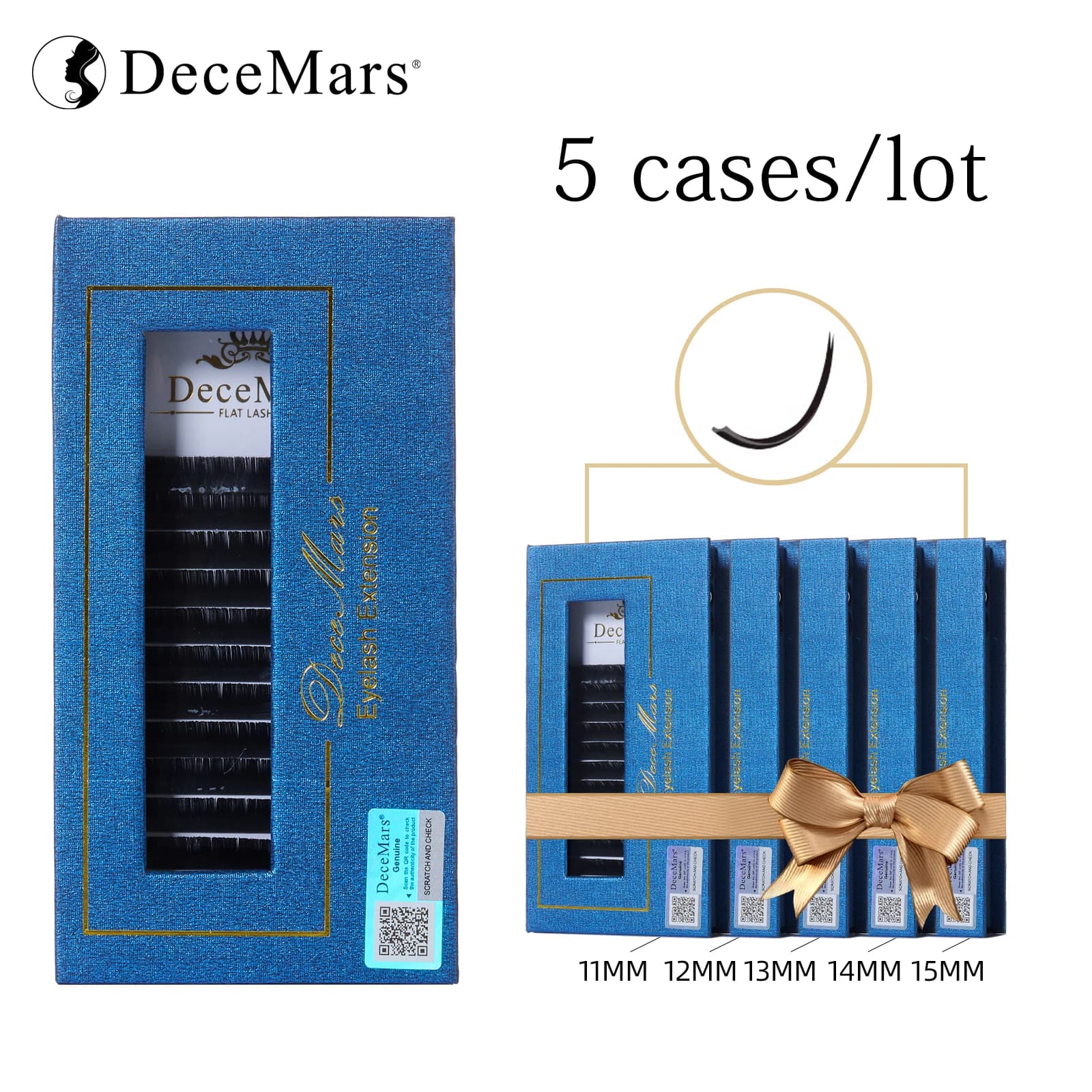 DeceMars Set of 5 Extension Elliptical Eyelashes Visone Plates (11mm/12mm/13mm/14mm/15mm)