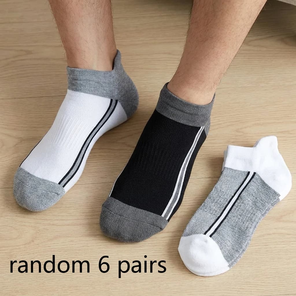 Random 6 pairs of men's and women's running short socks, cushioned low top socks, suitable for light sports and jogging