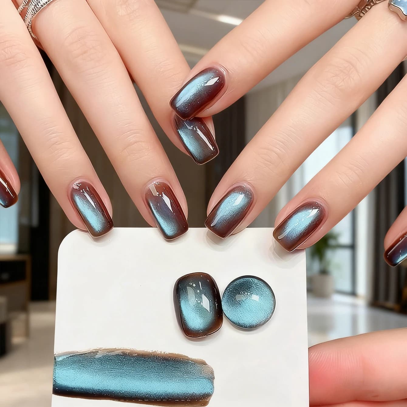 10ML 1-10PCS Blu Marrone Chiaro Perlina di Vetro Magnetico Cat Eye Colla sulle Unghie Autunno Inverno Vendita Calda Unghie artistiche Unghie Di Natale