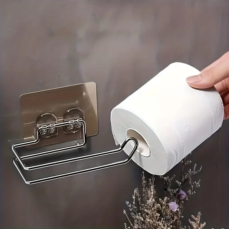 1pc dispenser di fazzoletti multifunzione portarotolo di carta igienica da cucina, ganci per bastoncini lavabili ripetutamente in acciaio inossidabile
