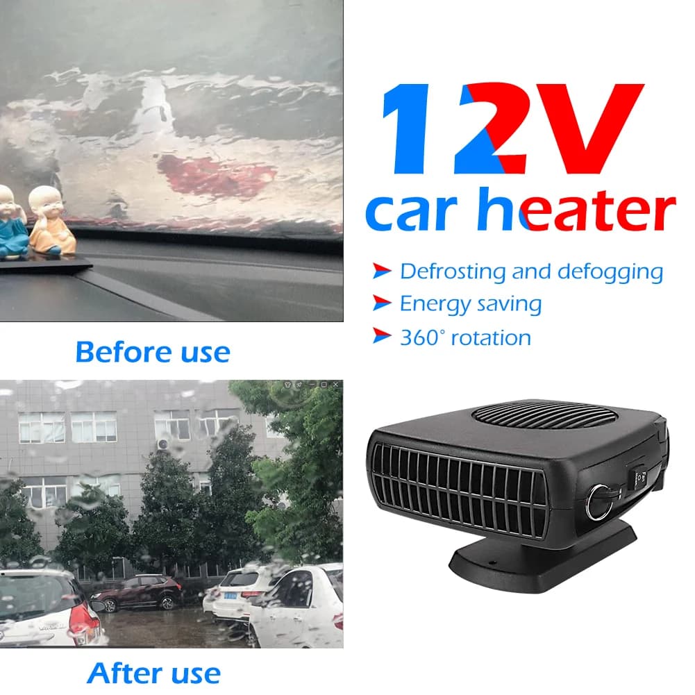 Sbrinatore per parabrezza portatile elettrico Ventola per disappannatore per parabrezza leggero per veicoli 12V Riscaldatore per camion per autobus per auto