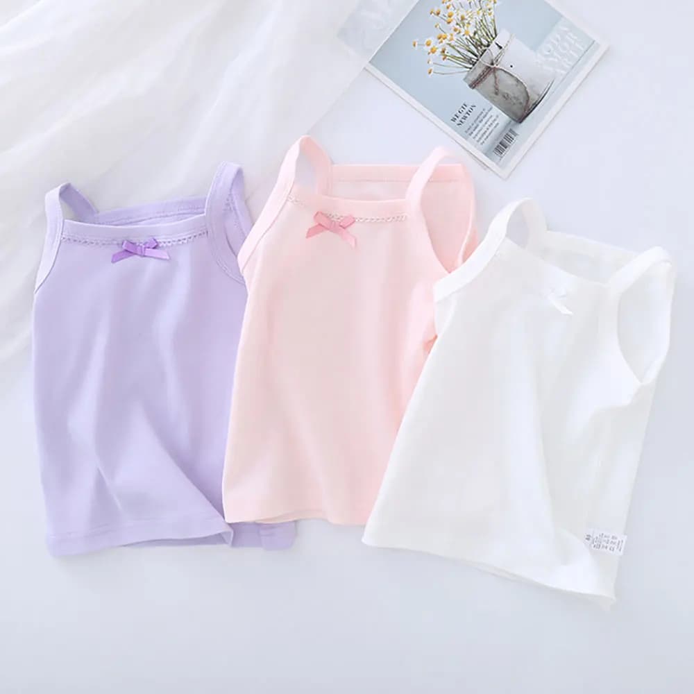 Abbigliamento estivo per neonata, maglietta con fiocco e bretelle, top in cotone per neonata, design in cotone, maglietta esterna per bambina