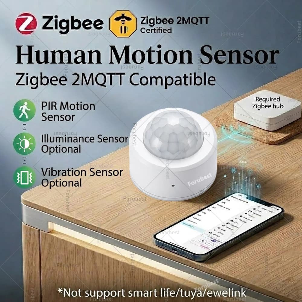 Sensore di Movimento PIR Zigbee 3.0, Rilevamento Movimento Umano, Sensore di Vibrazione per Zigbee2MQTT, Home Assistant, Automazione Domestica Fai-da-Te