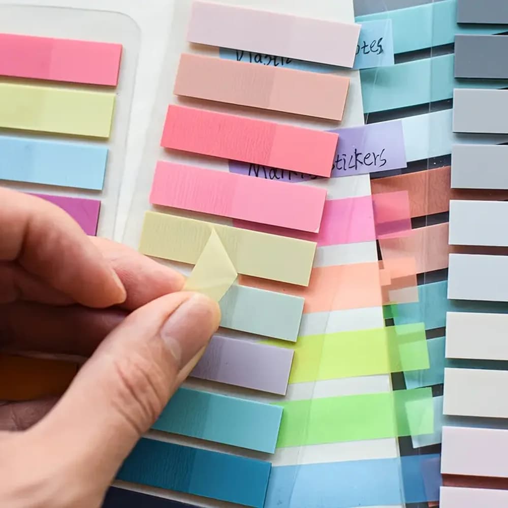 1000/2000 fogli adesivi indice trasparente taccuini memo creativi cancelleria autoadesiva pubblicata blocchetti per appunti adesivi, colori casuali