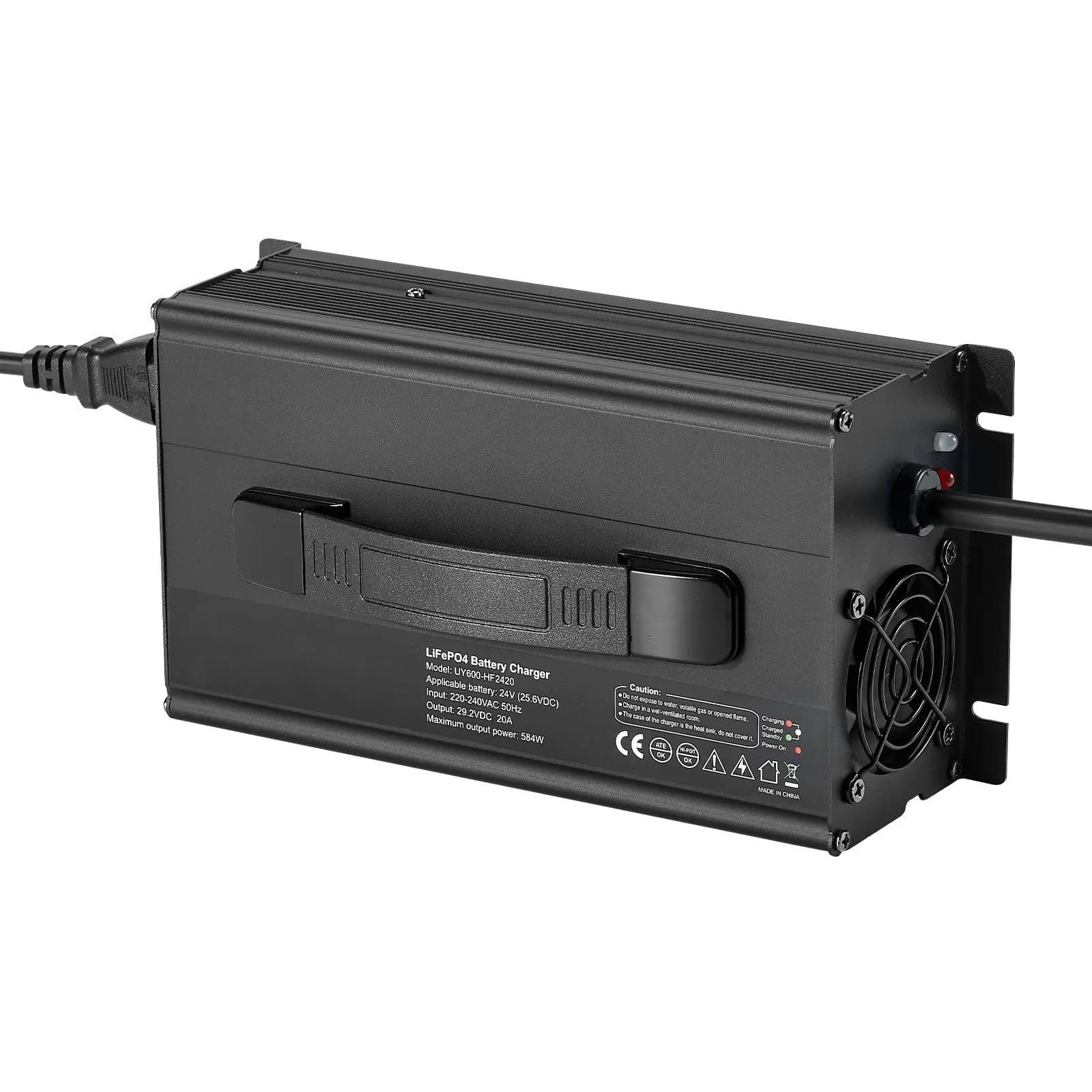 Caricabatterie al litio 24V 20A Caricabatterie intelligente AC-DC LiFePO4 da 29,2 V per camper