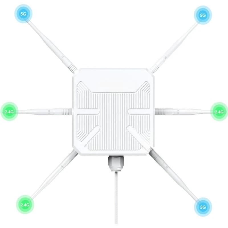 Estensore WiFi 6 da esterno 2025 AX3000, ripetitore WiFi a lungo raggio/punto di accesso con banda/PoE/IP67 impermeabile/6 x 7 dBi