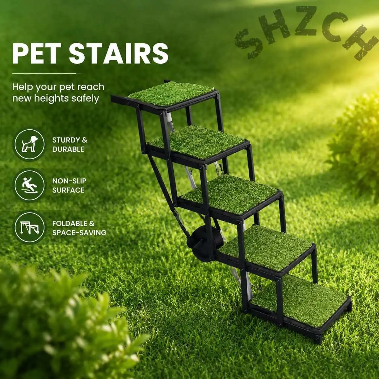 Outdoor Car Pet Stairs Heavy-Duty Dog Ladder Foldable Step Stairs for Pets Anti-Slip Climbing Steps for Small to Medium Dogs