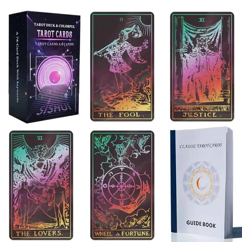 12x7 cm manuale di carta 78 carte con significato su di loro classici giochi di mazzo di tarocchi colorati