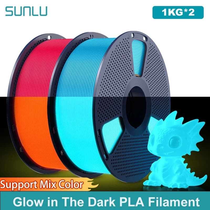SUNLU 2 kg PLA Filament that lights in the dark Bright PLA Filament well wrapped Filament from 1,75 mm 1 kg suitable for most 3D FDM printers